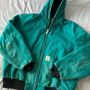 Vintage Green Blue Carharrt Work Jacket Size XL